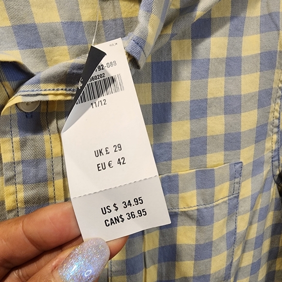 Abercrombie & Fitch Blue and Cream Casual Button Down Kids Shirt 11/12 NWT - Picture 6 of 10